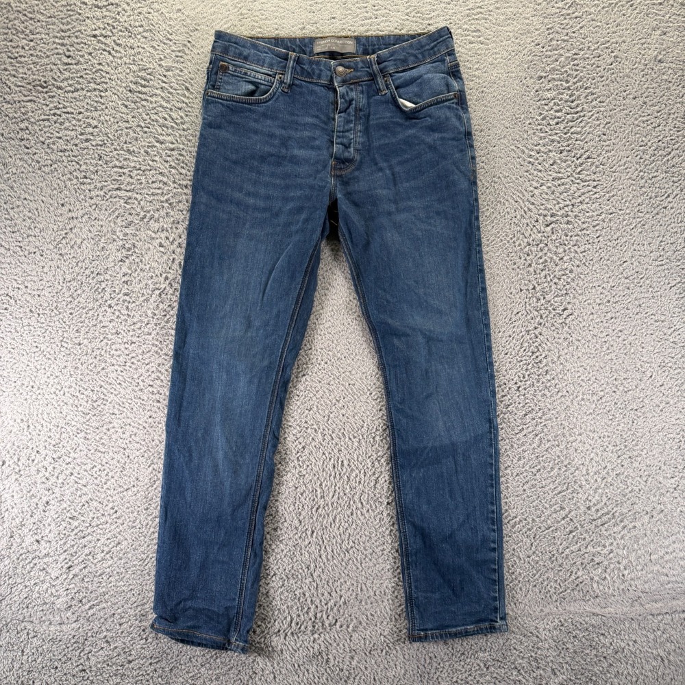 French Connection Jeans Men's 32x30 Blue Cotton Denim Straight Slim Button-Fly